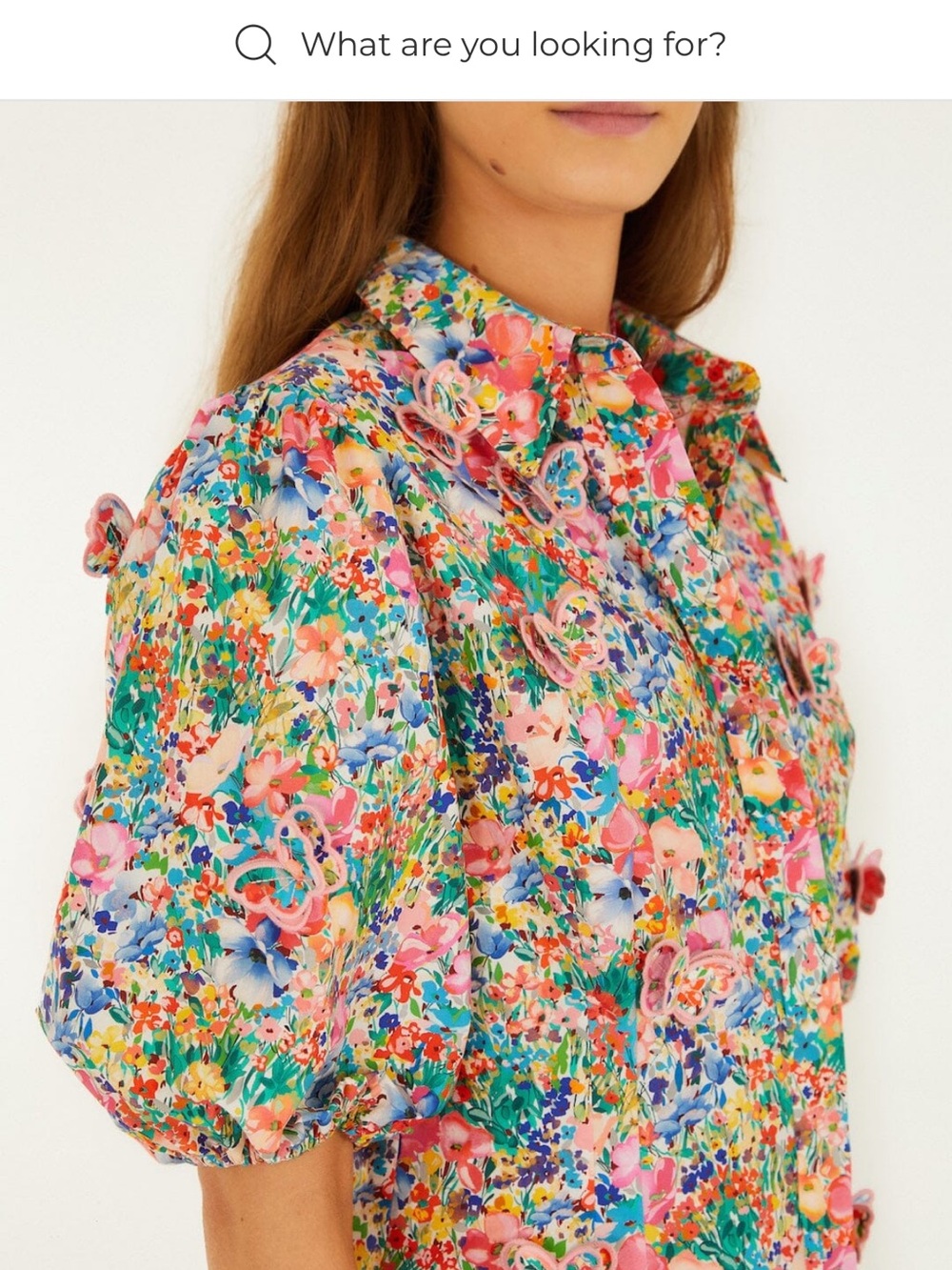Farm Rio Peasant Floral Blouse. Made from cotton poplin with 3D butterflies - Picture 3 of 7